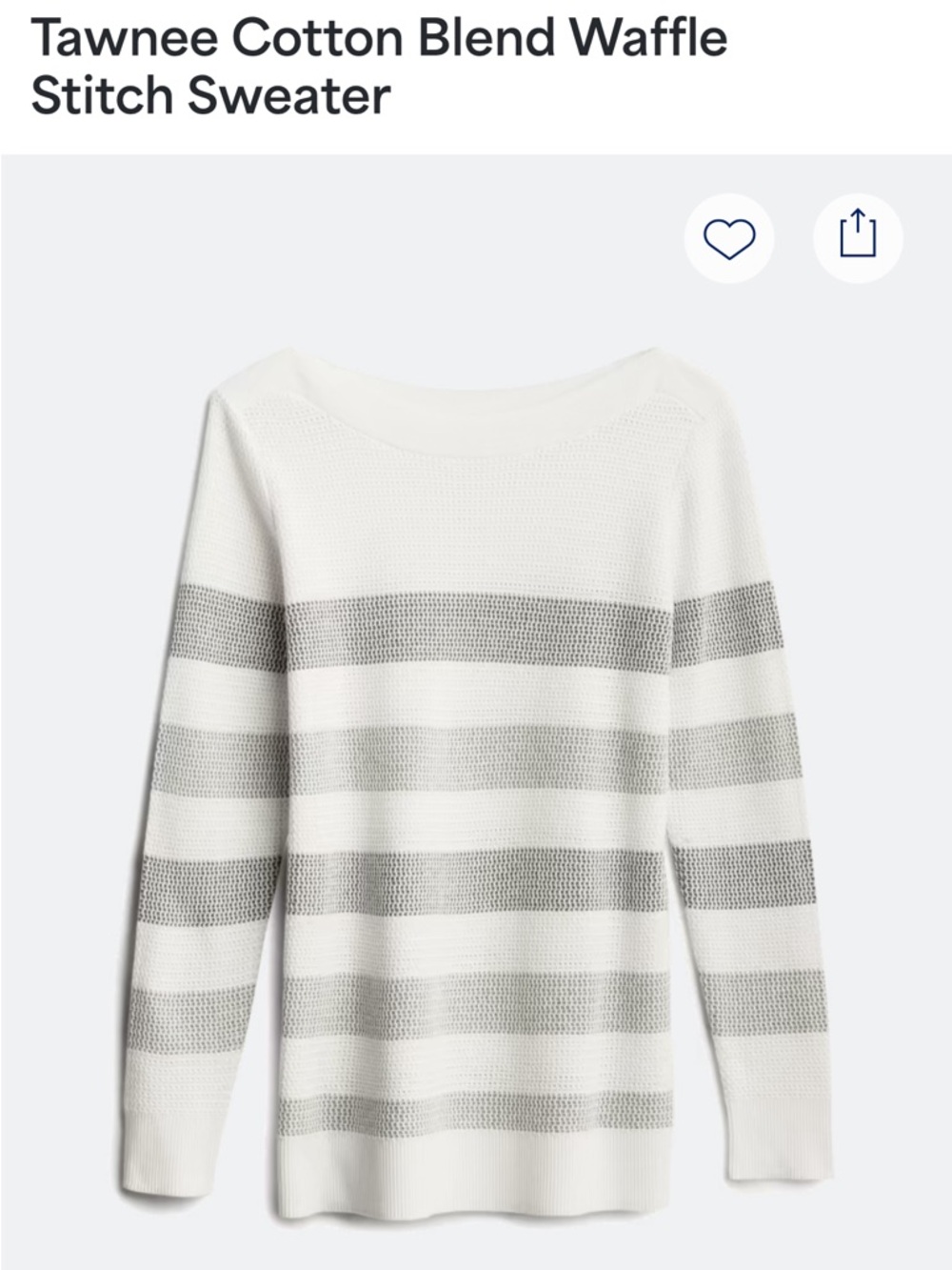 Market & Spruce Cream and Gray Striped Boatneck Sweater
